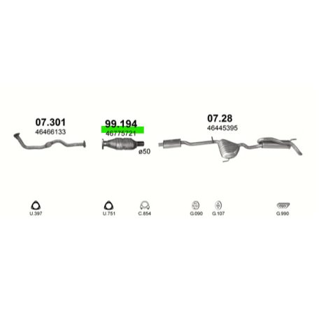 Polmo 99.194 katalizátor – Fiat Bravo/Brava/Marea 1.8