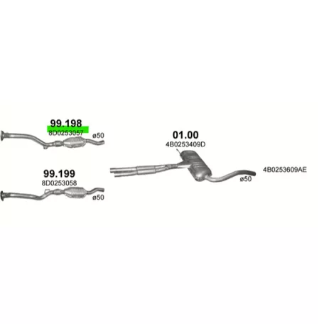 Polmo 99.198 utángyártott katalizátor – Audi A6 / VW Passat 2.4 / 2.8