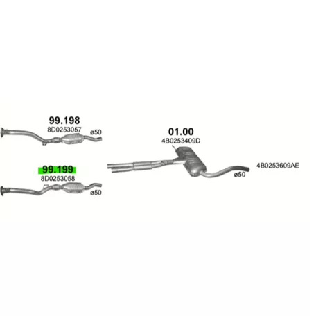 Polmo 99.199 utángyártott katalizátor – Audi A6 / VW Passat 2.4 / 2.8