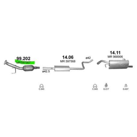 Polmo 99.202 katalizátor – Smart / Mitsubishi Colt 1.1i/1.3i/1.5i