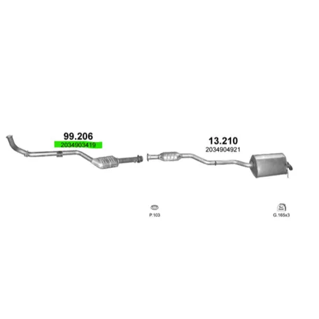 Polmo 99.206 utángyártott katalizátor – Mercedes C200 T203 / W203 2.0 komp