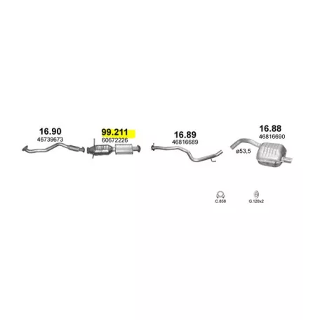 Polmo 99.211 - Utángyártott katalizátor ALFA ROMEO 147 1.9 D (1997-2018)