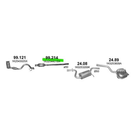 Polmo 99.214 katalizátor – 1.6 FSi Audi A3 / Skoda Octavia / VW  Golf V / Eos / Jetta / Touran