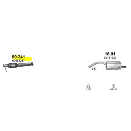 Polmo 99.241 - Utángyártott katalizátor ALFA ROMEO 156 1.9 D, 2.4 D (1997-2007)