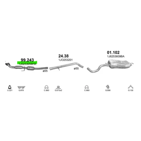 Polmo 99.243 katalizátor – Audi A3 / Seat Leon / Skoda Octavia / VW Golf 1.9 Diesel