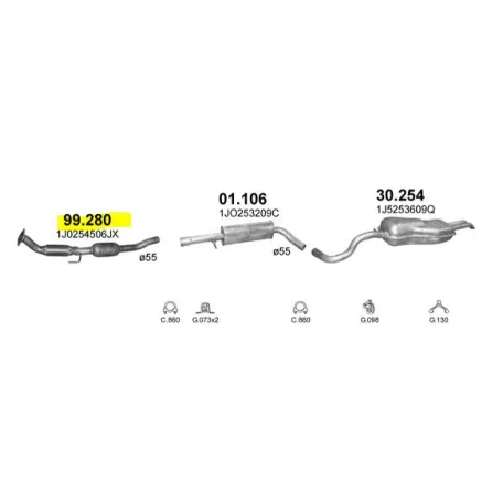 Polmo 99.280 katalizátor – Skoda Octavia / VW Bora, Golf IV, Beetle 2.0i