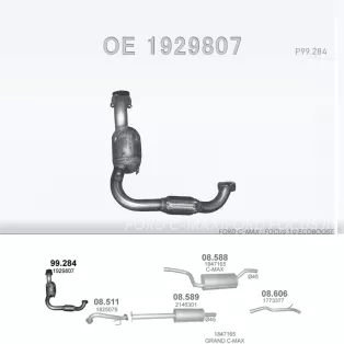   POLMO 99.284 - Utángyártott katalizátor FORD FOCUS 1.0 (2012-2019)