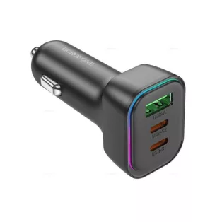   Borofone BZ28C Autós Töltő – PD 60W, 2×Type-C + 1×USB Port, Gyors Töltés