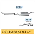 DACIA Duster 1.6 4x4 (2010-2018) - Középső és Hátsó kipufogó szett
