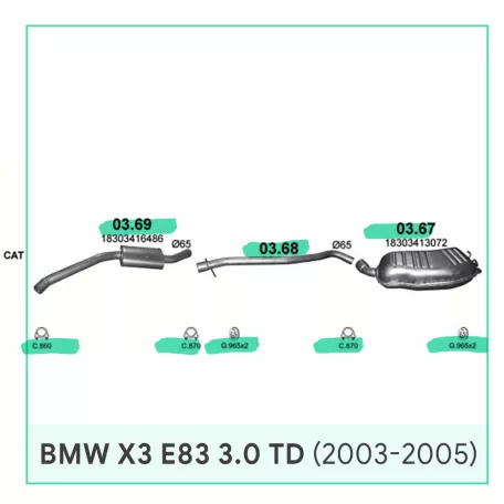 Kipufogó rendszer – BMW X3 E83 3.0 TD (2003-2005)