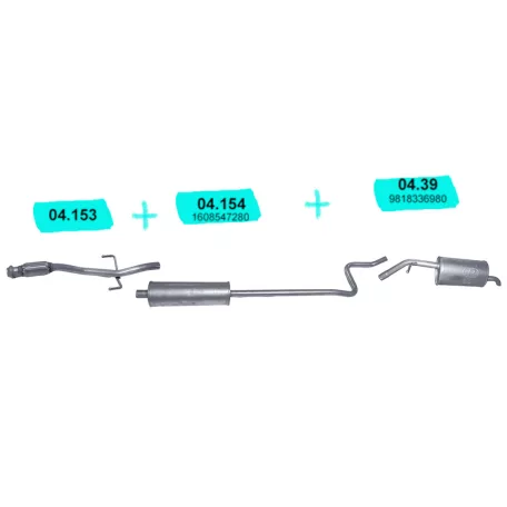 Kipufogó rendszer – 1.2 VTi Opel Crossland / Peugeot 208 / 2008 / Citroen C3 / C4 Cactus (2012-)