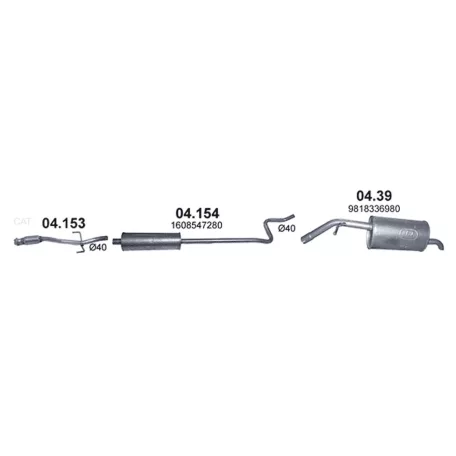 Kipufogó rendszer – 1.2 VTi Opel Crossland / Peugeot 208 / 2008 / Citroen C3 / C4 Cactus (2012-)