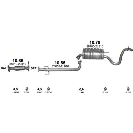 Komplett kipufogó rendszer – HYUNDAI i30 (1.6 CRDi / kombi / 2007-2012)