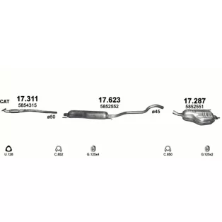   Komplett kipufogó rendszer – OPEL Zafira B (1.6/ 1.8, 2005-2010)