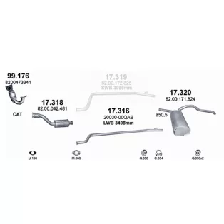  Komplett kipufogó rendszer – 1.9 D / OPEL Vivaro / Primastar / Traffic II (2001-2006)