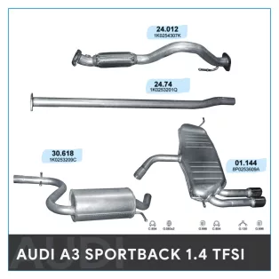   Komplett kipufogó rendszer – AUDI A3 Sportback 1.4 TFSI (2007-2012)