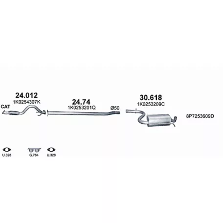 Kipufogó szett – 1.4 TSI / TFSI AUDI A3 / Golf V / V Plus / VI / Eos (2007-2013)