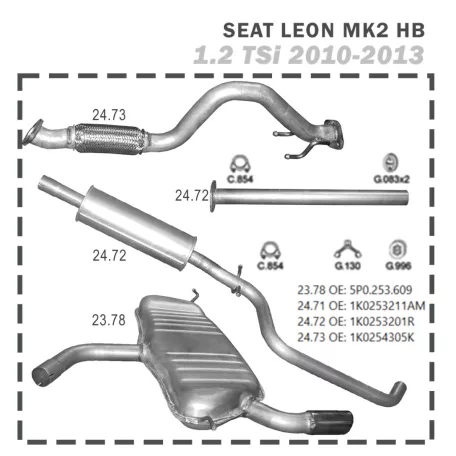 Kipufogó szett – SEAT Leon II 1.2 TSi (2010-2013)