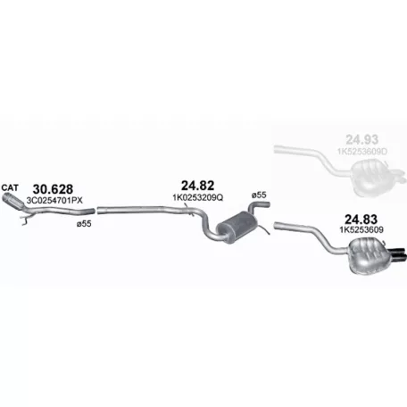 Kipufogó szett (Króm végű) – SKODA Octavia II 2.0 TDI (2004-2013)