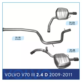   Közép + Hátsó kipufogó szett – VOLVO V70 III 2.4 D (2009-2011)
