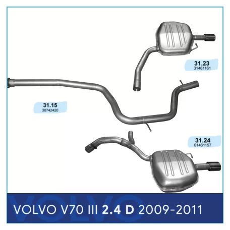 Közép + Hátsó kipufogó szett – VOLVO V70 III 2.4 D (2009-2011)