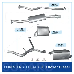   Komplett kipufogó rendszer – SUBARU Forester / Legacy 2.0 D (2008-2013)