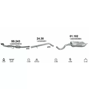   Kipufogó rendszer katalizátorral – AUDI A3 / Leon / Golf IV 1.9 TDi (1996-2005)