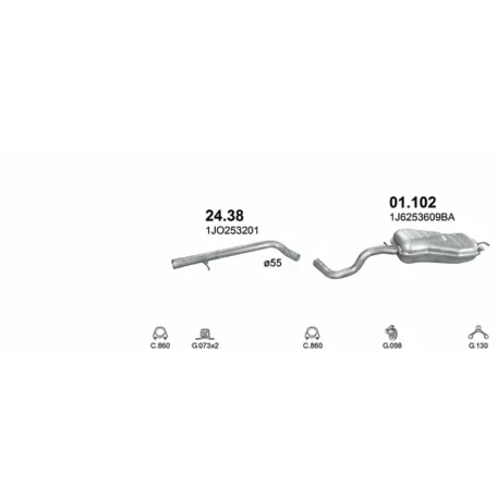 Kipufogó rendszer katalizátorral – AUDI A3 / Leon / Golf IV 1.9 TDi (1996-2005)