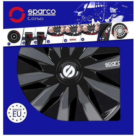 15" DÍSZTÁRCSA LAZIO SZÜRKE-FEKETE, 4db