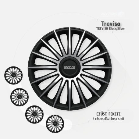 15" DÍSZTÁRCSA TREVISO EZÜST-FEKETE, 4db
