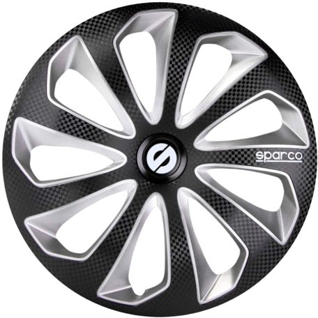 16" DÍSZTÁRCSA SICILIA FEKETE CARBON-EZÜST, 4db