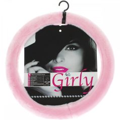 Rózsaszín csajos kormányvédő, plüss szőrme, 37-39cm