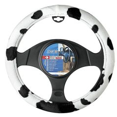 Plüss tehénmintás kormányvédő 38cm