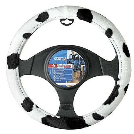 Plüss tehénmintás kormányvédő 38cm