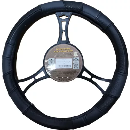 Bőr kormányvédő, fekete, 37-39cm
