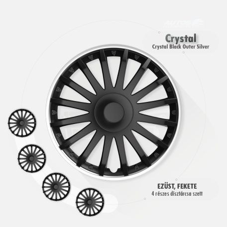 16" DÍSZTÁRCSA CRYSTAL OB FEKETE-EZÜST, 4db