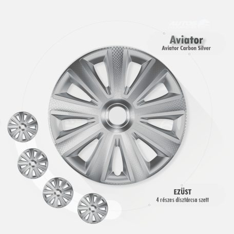 13" DÍSZTÁRCSA AVIATOR CARBON EZÜST, 4db