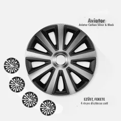 16" DÍSZTÁRCSA AVIATOR CARBON EZÜST-FEKETE, 4db