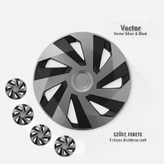 16" DÍSZTÁRCSA VECTOR EZÜST-FEKETE, 4db