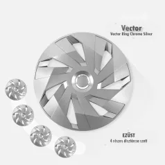 16" DÍSZTÁRCSA VECTOR RC EZÜST, 4db