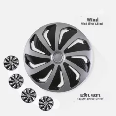 16" DÍSZTÁRCSA WIND EZÜST-FEKETE, 4db