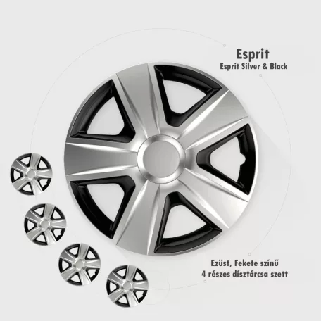 16" DÍSZTÁRCSA ESPRIT EZÜST-FEKETE, 4db