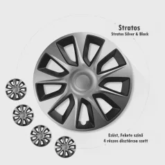 17" DÍSZTÁRCSA STRATOS EZÜST-FEKETE, 4db