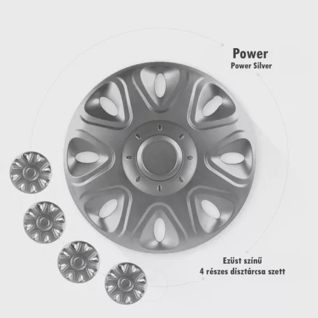 13" DÍSZTÁRCSA POWER EZÜST, 4db