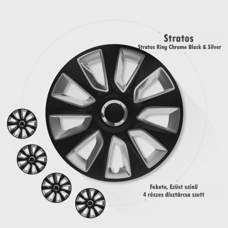 17" DÍSZTÁRCSA STRATOS RC FEKETE-EZÜST, 4db