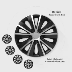 15" DÍSZTÁRCSA RAPIDE EZÜST-FEKETE, 4db
